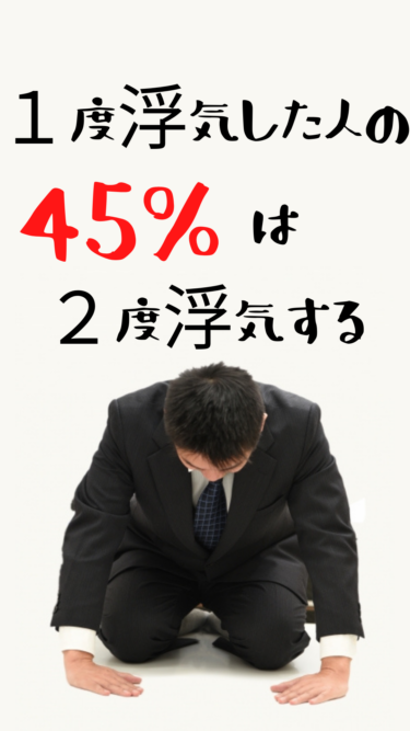 【サレ知っトク情報⑧】１度浮気した人の45％は２度浮気する